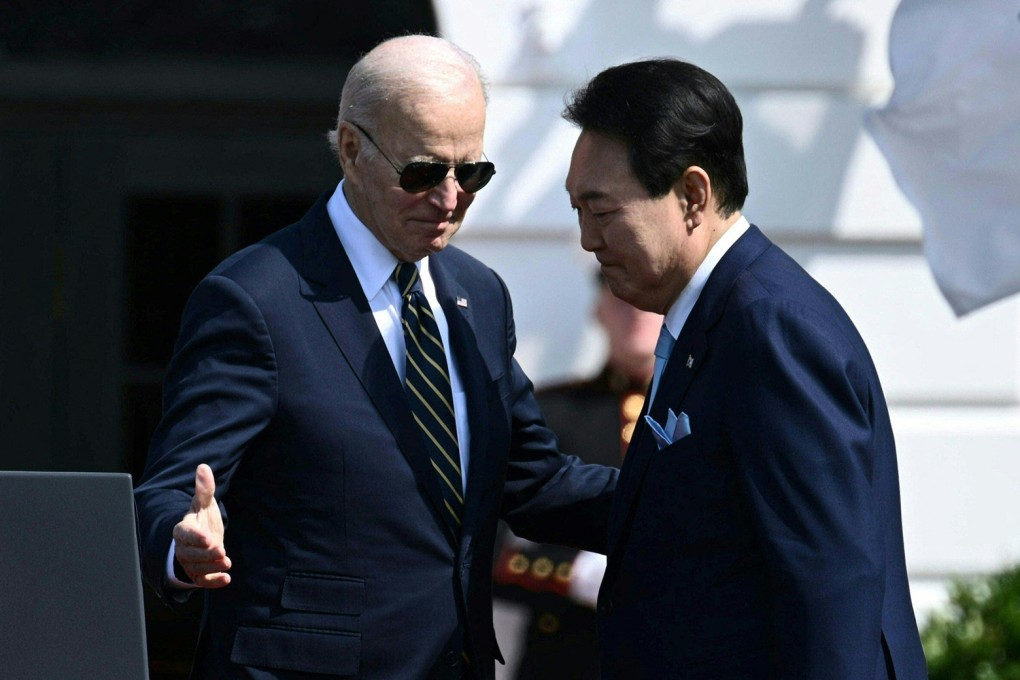 South Korea’s President Yoon Suk-yeol and US President Joe Biden pictured at the White House last month. Photo: AFP