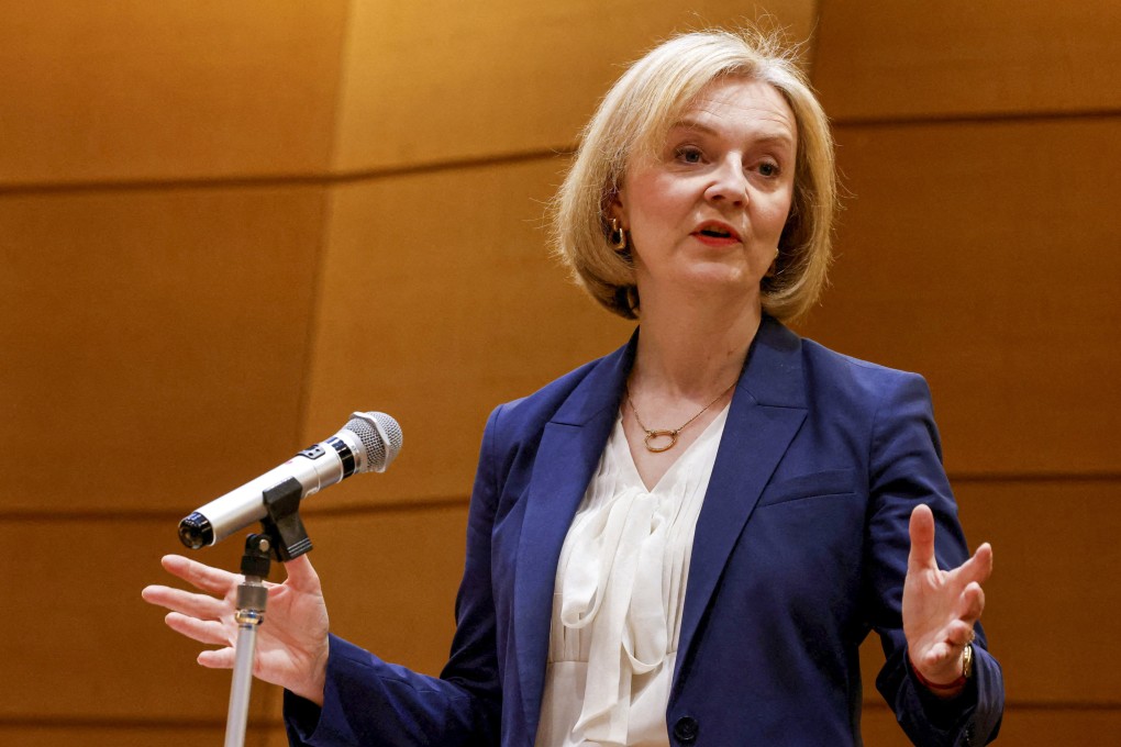 Former British Prime Minister Liz Truss delivers a speech at a symposium of the Inter-Parliamentary Alliance on China (IPAC) in Japan on February 17, 2023. Photo: Reuters