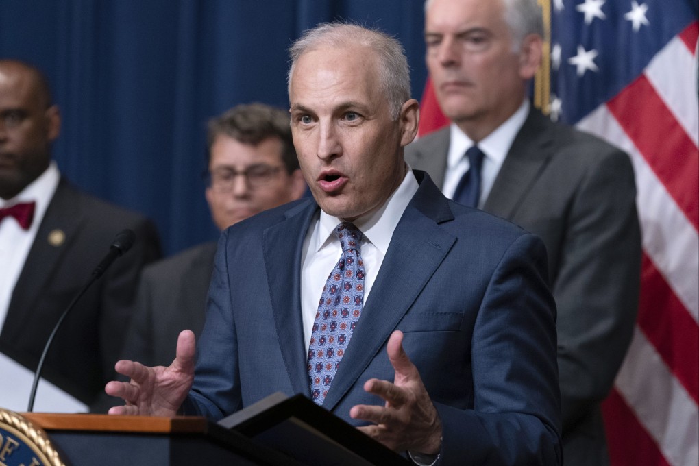 US Assistant Attorney General Matthew Olsen of the Justice Department’s National Security Division speaks during a news conference in Washington on Tuesday. Photo: AP