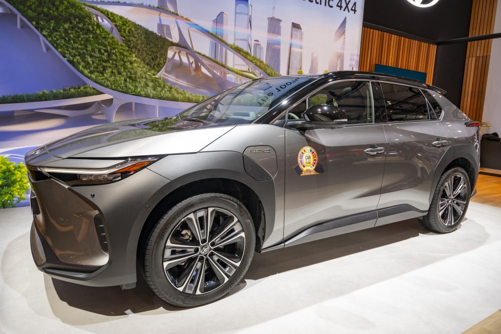 Toyota bZ4X electric crossover SUV at the Brussels Expo on January 13, 2023 in Belgium. Photo: Getty Images