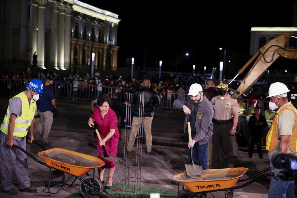 China’s Ambassador to El Salvador Ou Jianhong and Salvadorian President Nayib Bukele attend the first stone laying ceremony of the new National Library, financed by China, in San Salvador. Photo: Reuters