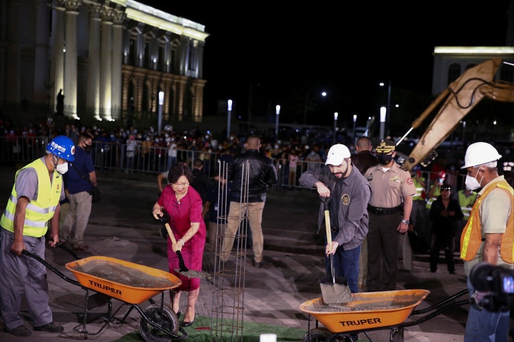 China’s Ambassador to El Salvador Ou Jianhong and Salvadorian President Nayib Bukele attend the first stone laying ceremony of the new National Library, financed by China, in San Salvador. Photo: Reuters