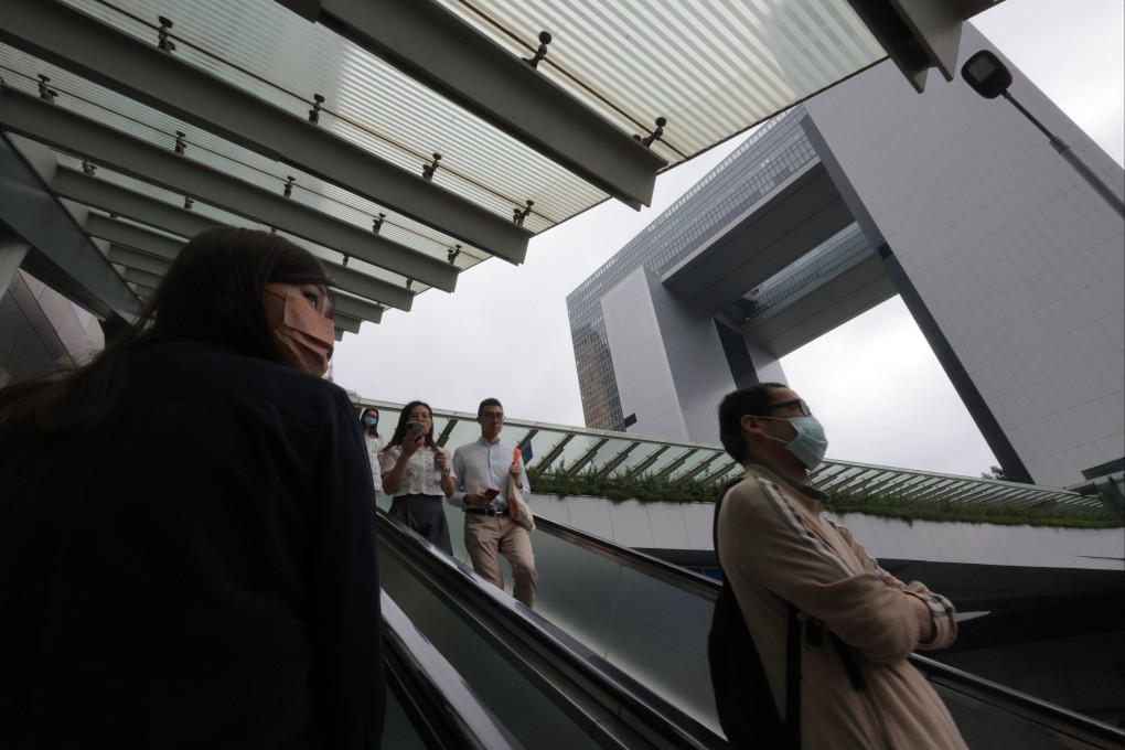 Civil servants go out for lunch at the Central Government Offices (CGO), Tamar. Photo: SCMP / Jelly Tse