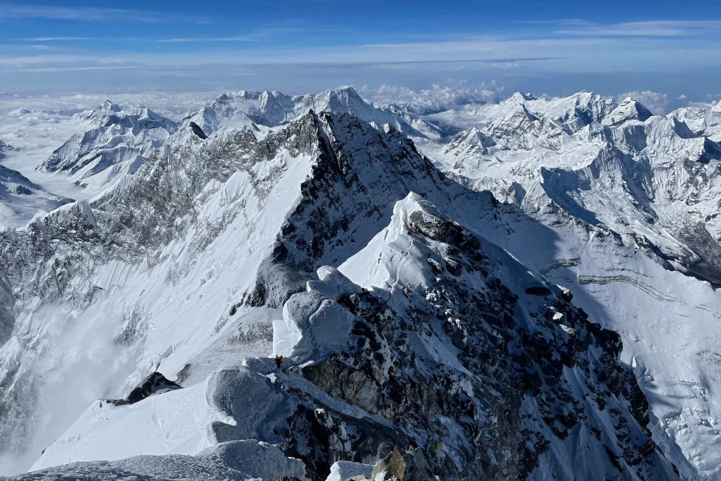 The Himalayan Range is seen from the summit of Mount Everest (8,848 metres) in Nepal. Photo: AFP