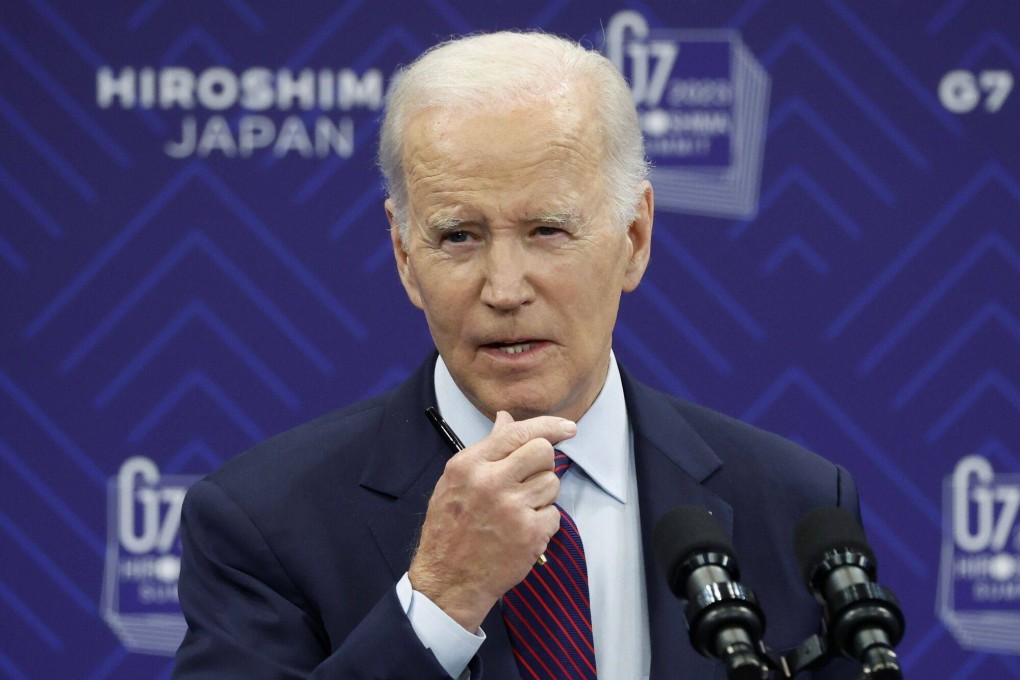 US President Joe Biden in Hiroshima, Japan on Sunday. Photo: Bloomberg