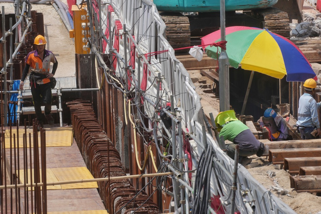 Workers out in the heat at a construction site in Tseung Kwan O. Photo: Elson Li