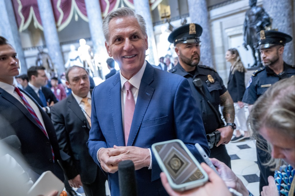 Speaker of the House Kevin McCarthy takes a question from the news media as debt ceiling negotiations continue on Capitol Hill. Photo: EPA-EFE