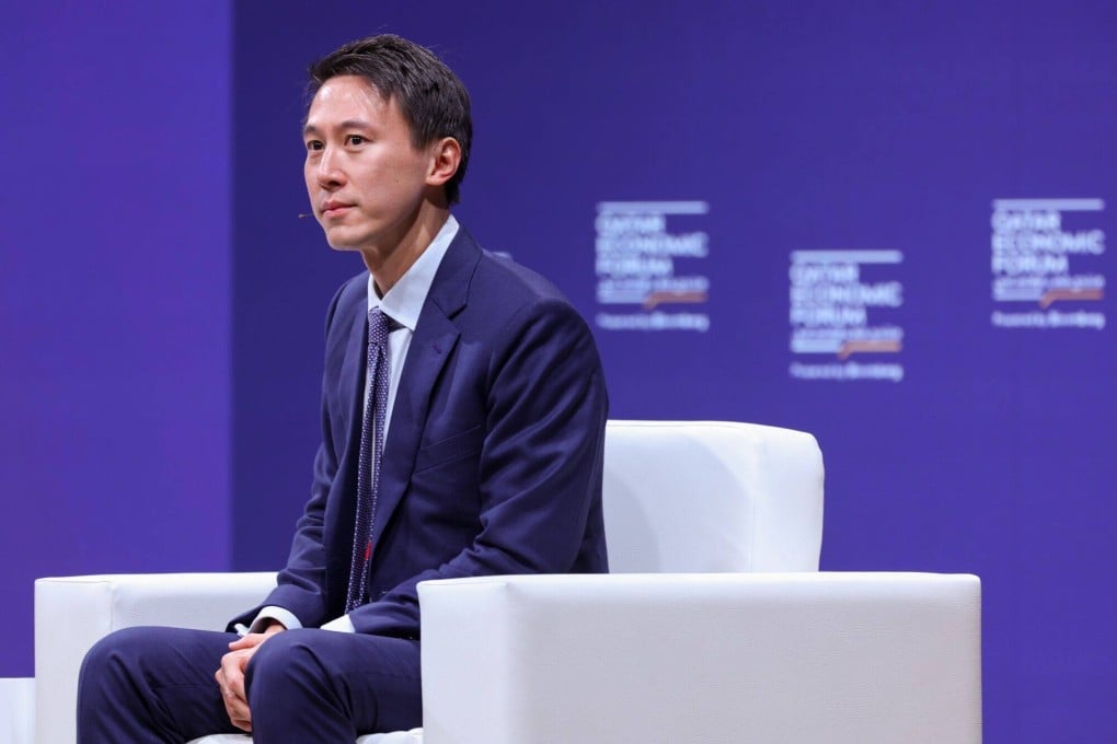 Chew Shou Zi, CEO of TikTok, at the Qatar Economic Forum in Doha on Tuesday. Photo: Bloomberg