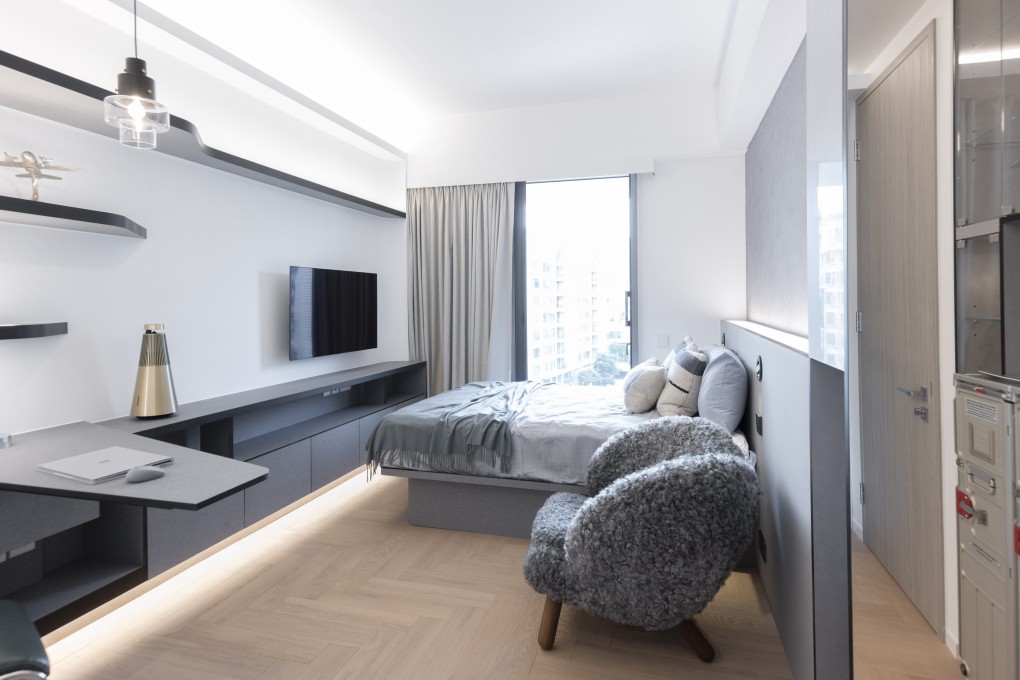 One of the bedrooms in a Clifton Leung-designed duplex in Pak Shek Kong in Hong Kong. Three flats were merged into one to create a home with more than 5,000 sq ft of space. Photo: Kenny Li