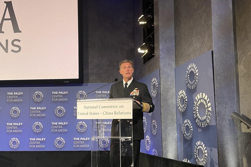 US Indo-Pacific Commander John C. Aquilino speaks at an event held by the National Committee on US-China Relations in New York on Tuesday. Photo: Robert Delaney