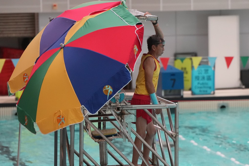 Lifeguards on duty in Victoria Park Swimming Pool at Causeway Bay. Photo: Sam Tsang