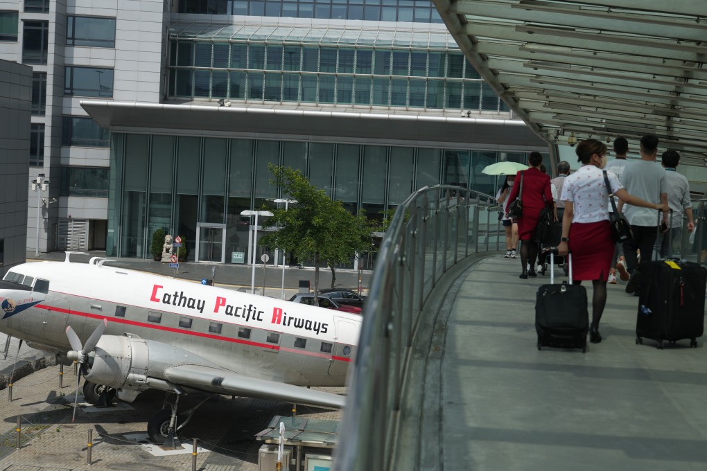 Cathay Pacific staff at the company’s headquarters in Chek Lap Kok on May 25. Photo: Sam Tsang