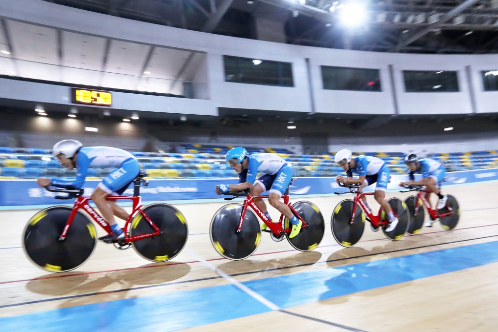 Leung Chun-wing (third from left) and his Hong Kong pursuit teammates could threaten their own national record with the backing of the home crowd. Photo: Nora Tam