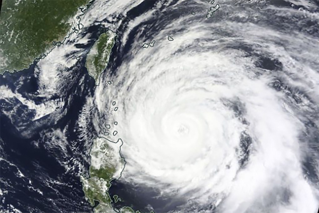 NASA satellite image showing Typhoon Mawar approaching the Philippines’ northern provinces on Monday. Photo: AP