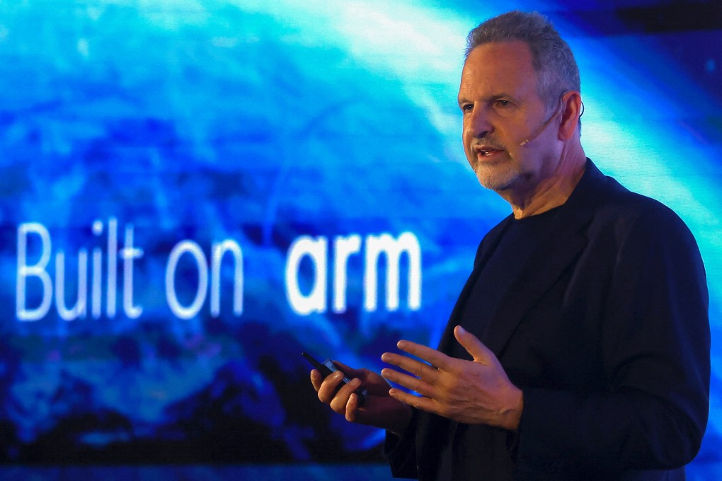 Rene Haas, chief executive of British chip designer Arm, presents the company’s latest innovation at the Computex conference and exhibition in Taipei, Taiwan, on May 29, 2023. Photo: Reuters