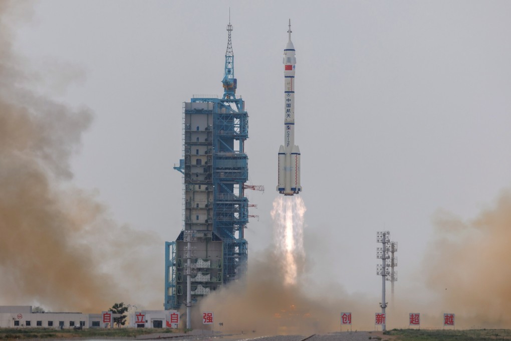 A Long March-2F rocket with a Shenzhou 16 crewed space flight lifts off at the Jiuquan Satellite Launch Centre in Jiuquan, Gansu province, on Tuesday. The space flight mission transported three Chinese astronauts to the Tiangong space station. Photo: EPA-EFE