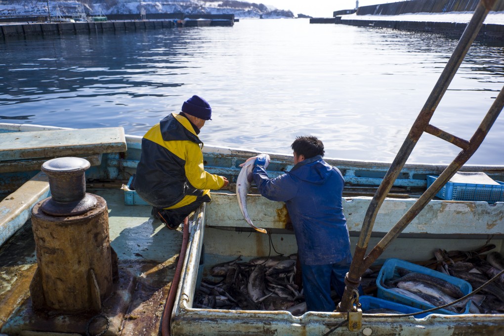 Fishermen unload their catch at a port in Kamoenai, Hokkaido prefecture. Authorities in Japan expect poor catches to continue in the long term due to rising sea temperatures. Photo: Bloomberg