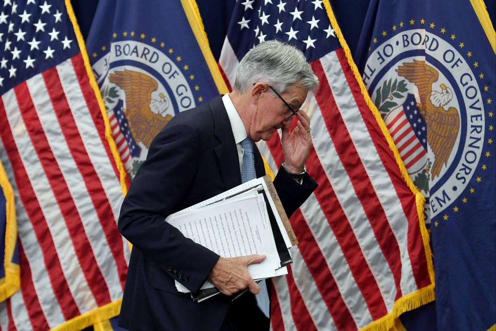 Federal Reserve chairman Jerome Powell leaves after a news conference at the central bank in Washington on March 22. Photo: AFP