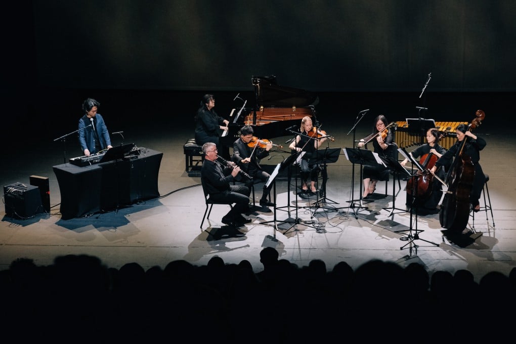 Members of the Hong Kong Philharmonic Orchestra perform a work by Olivier Cong (above, left), part of “The Wind with a Voice”, a chamber concert of works by the Hong Kong composer and Estonian counterpart Erkki-Sven Tüür. Photo: Ka Lam/HK Phil