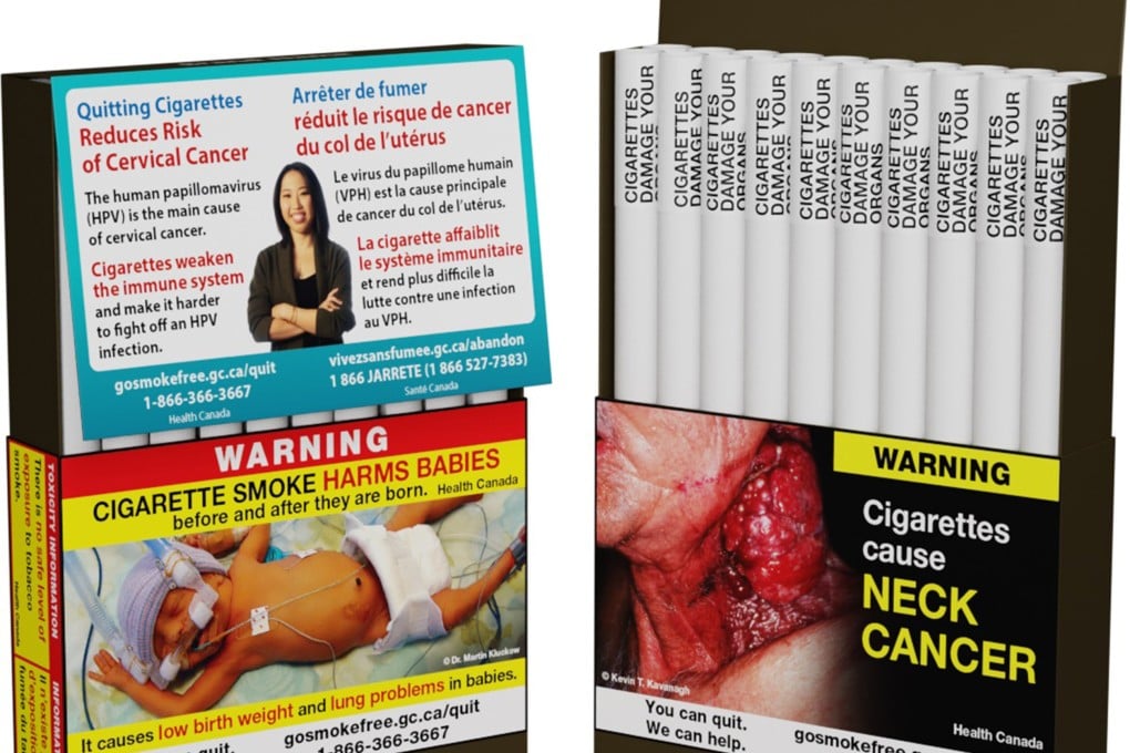 This image, provided by Health Canada, shows warnings that will be printed on individual cigarettes. Photo: TNS