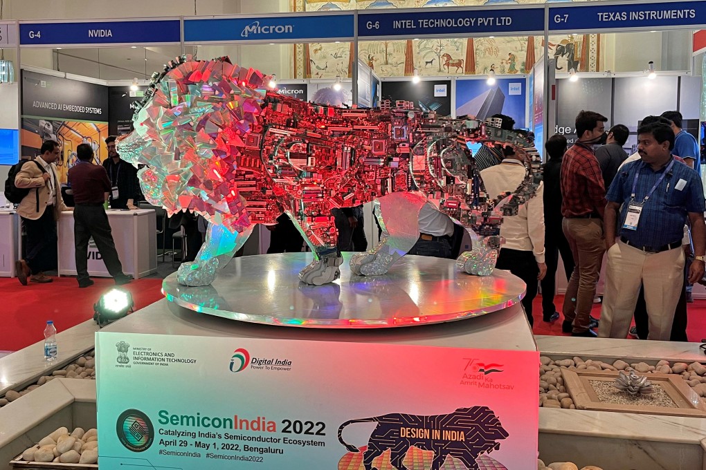 An exhibit during a three-day semiconductor event in Bengaluru, India, April 30, 2022. Photo: Reuters