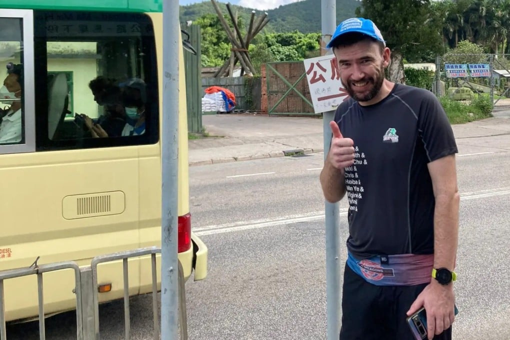 Steve Carr takes a break during his bid to recreate Hong Kong’s first ultra marathon. Photo: Handout