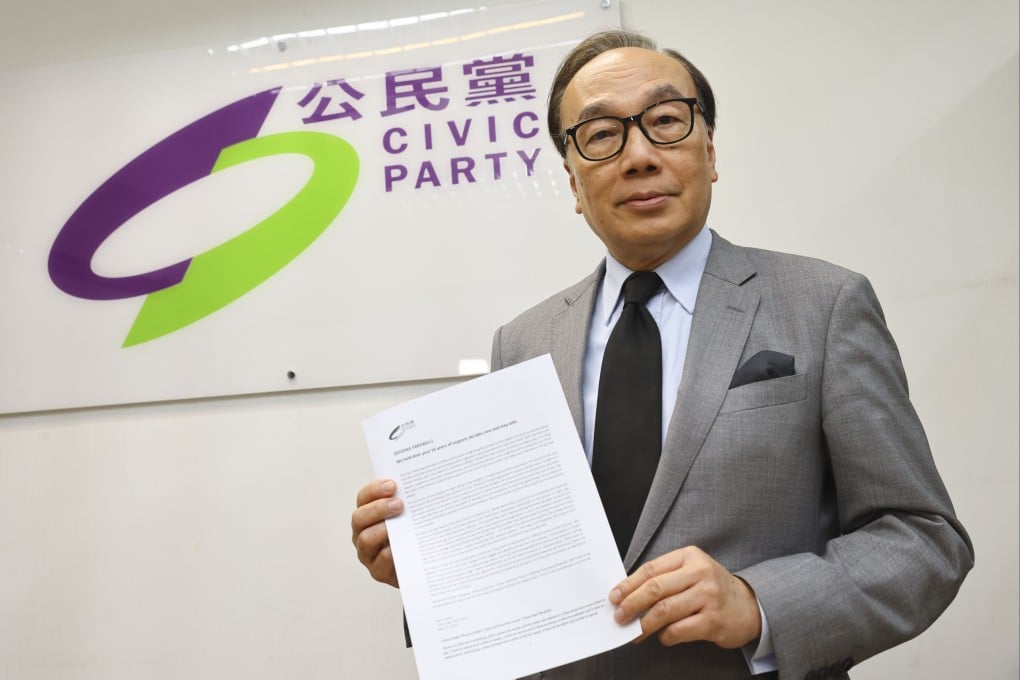 Alan Leong Kah-kit, chair of the Civic Party, speaks following the party’s disbandment in their office in North Point on May 27. Photo: Dickson Lee