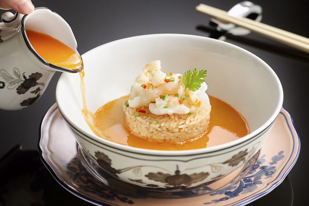 Poached rice with lobster served at Summer Pavilion, in The Ritz-Carlton, Millenia Singapore. The one-Michelin-star restaurant is the only Cantonese restaurant in the Lion City on the 2023 Asia’s 50 Best Restaurants long list. Photo: Summer Pavilion