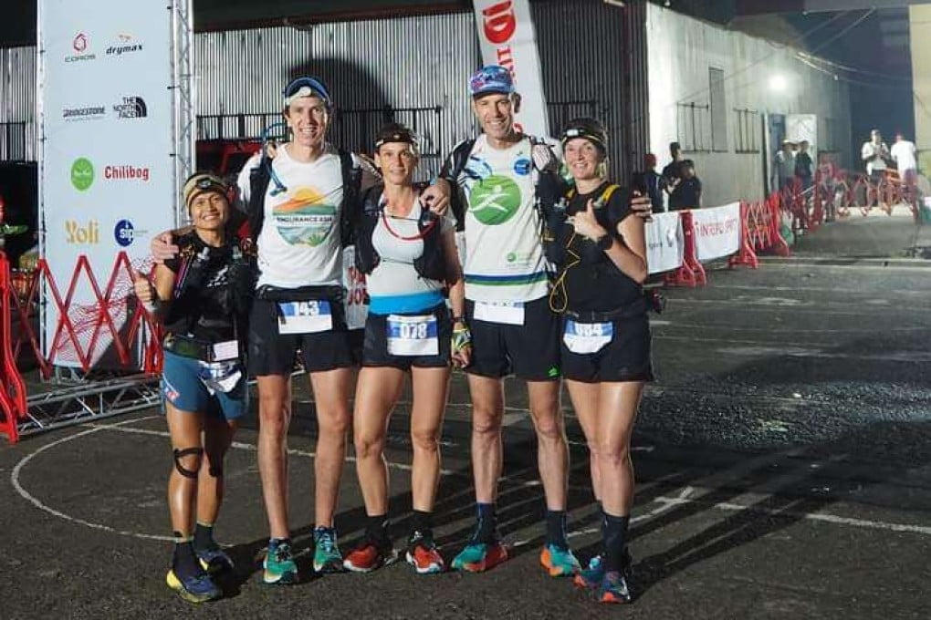Dolores Vargas Sales (left) at the Hardcore 100 in the Philipines with (from second left) Scott Pugh, Virginie Goethals, Will Hayward and Nikki Han. Photo: Handout