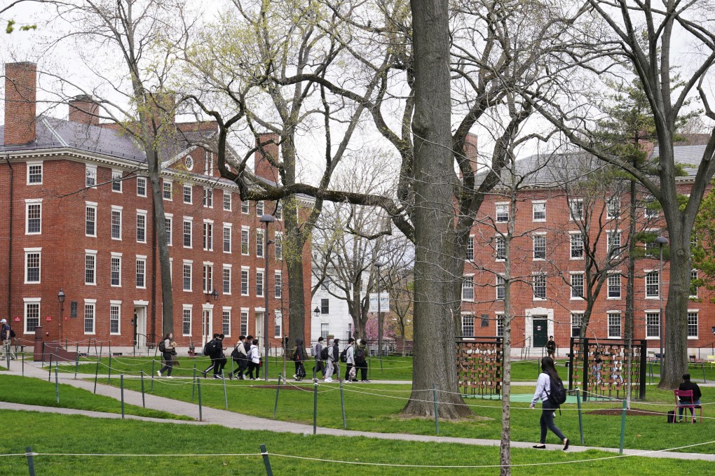 Students walk through the campus of Harvard University. Photo: AP
