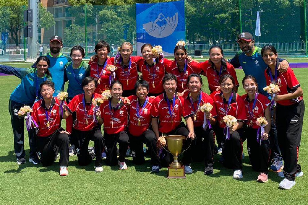 The Hong Kong team celebrate their East Asian Cup win in Hangzhou. Photo: Cricket Hong Kong