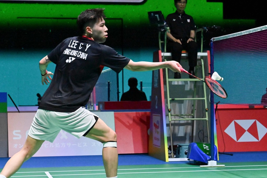 Lee Cheuk-yiu of Hong Kong hits a return against Chou Tien-chen of Taiwan during their men’s singles match at the Badminton World Championships in Tokyo on August 25, 2022. Photo: AFP