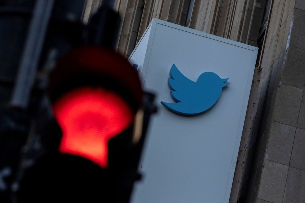 A view of the Twitter logo at its corporate headquarters in San Francisco on November 18, 2022. Photo: Reuters