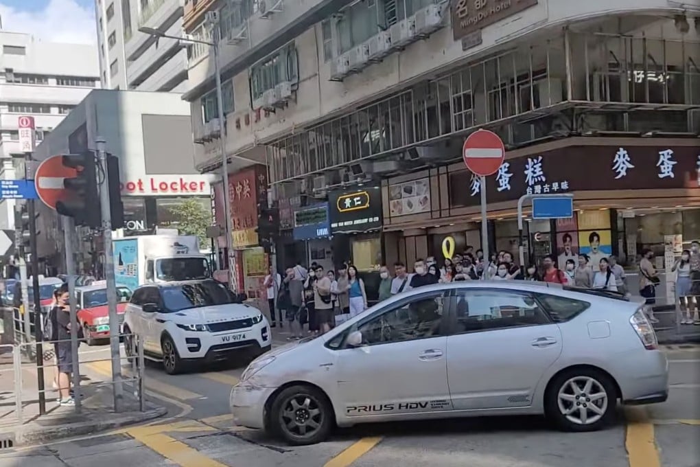 Pedestrian footage captured the car turning down a one-way street in the wrong direction. Photo: Handout