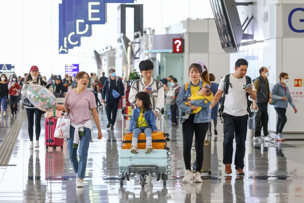 Hong Kong’s airport handled 3.1 million passengers in April, about 24 times more than the same month last year, but still only 48 per cent of pre-pandemic levels. Photo: Dickson Lee