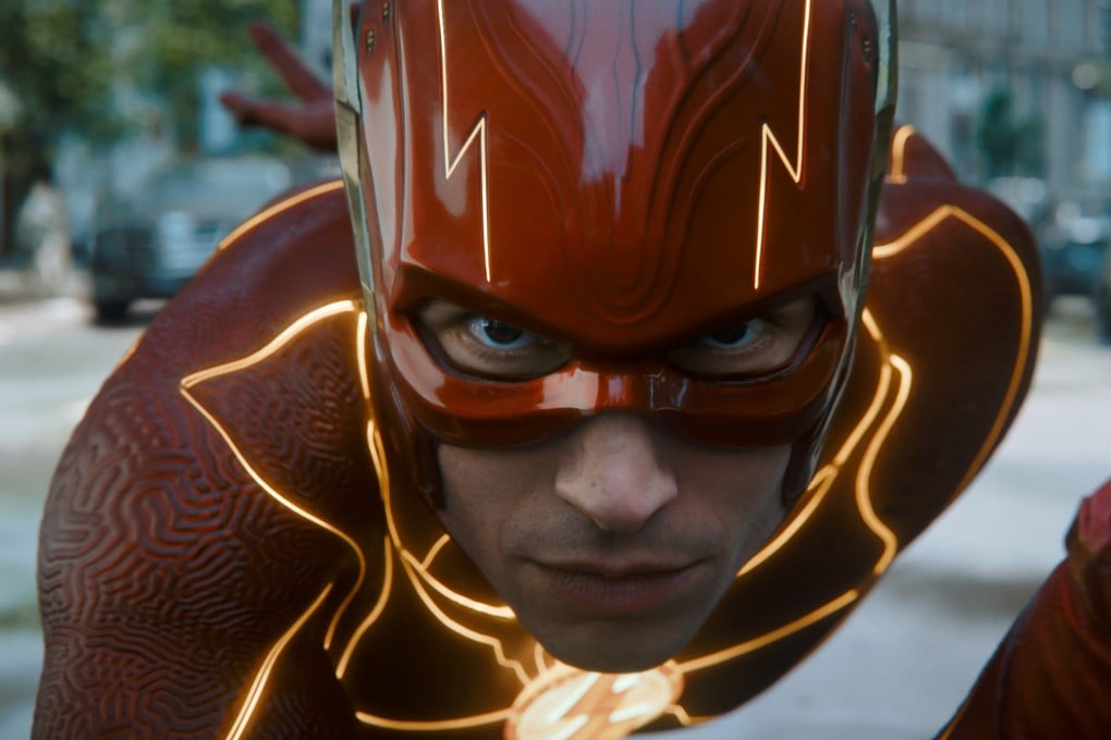 Ezra Miller as The Flash in a still from “The Flash”, directed by Andy Muschietti. Sasha Calle and Michael Keaton co-star. Photo: Warner Bros Pictures