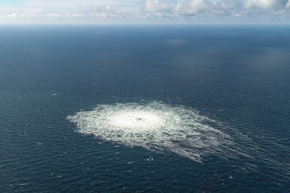 The Nord Stream 2 gas leak near Bornholm is seen from the air in September 2022. Photo: Danish Defence Command via dpa