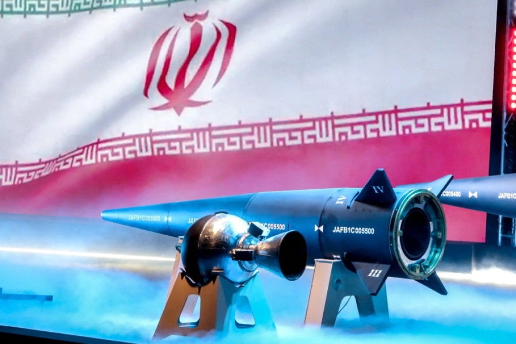 Iran’s new hypersonic ballistic missile called “Fattah”, or “Conquerer”, is seen in Tehran on Tuesday. Photo: West Asia News Agency via Reuters