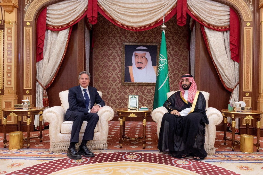 US Secretary of State Antony Blinken meets with Saudi Crown Prince Mohammed bin Salman in Jeddah, Saudi Arabia. Photo: Saudi Royal Court via Reuters