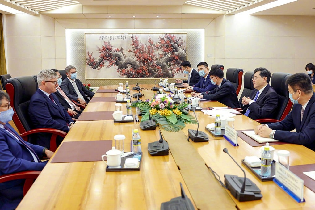 China’s foreign minister Qin Gang met International Civil Aviation Organisation Secretary General Juan Carlos Salazar in Beijing on Tuesday. Photo: handout