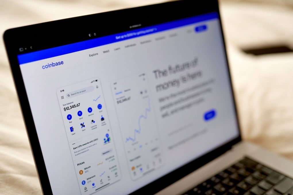 The Coinbase website on a laptop arranged in New York on June 7, 2023. Photo: Bloomberg