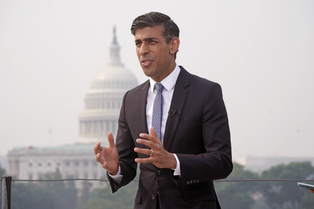 UK Prime Minister Rishi Sunak speaks to the media during his visit to Washington on Wednesday. Photo: PA Wire via dpa