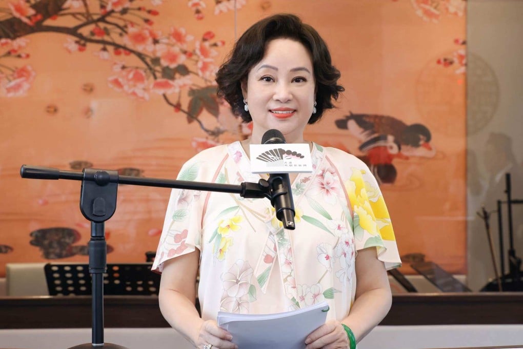 Ina Chan Un-chan announcing the launch of the Hong Kong Cantonese Opera Troupe, one of two initiatives she is backing to support the development of the art form in Hong Kong. Photo: Hong Kong Cantonese Opera Troupe