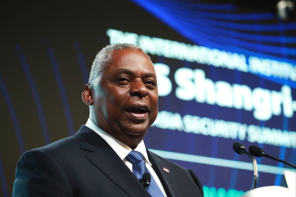 US Defence Secretary Lloyd Austin at the Shangri-La dialogue in Singapore, where he did not secure a meeting with China’s defence minister. Photo: EPA-EFE