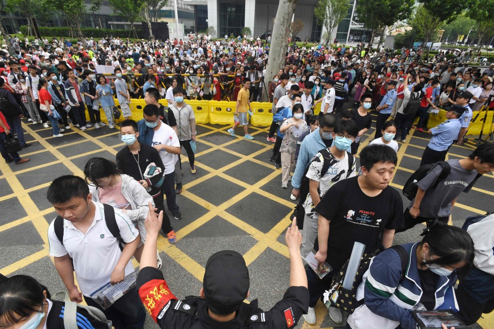 Students arrive for the first day of the National College Entrance Examination, or gaokao, in central China’s Wuhan on Wednesday. Photo: AFP