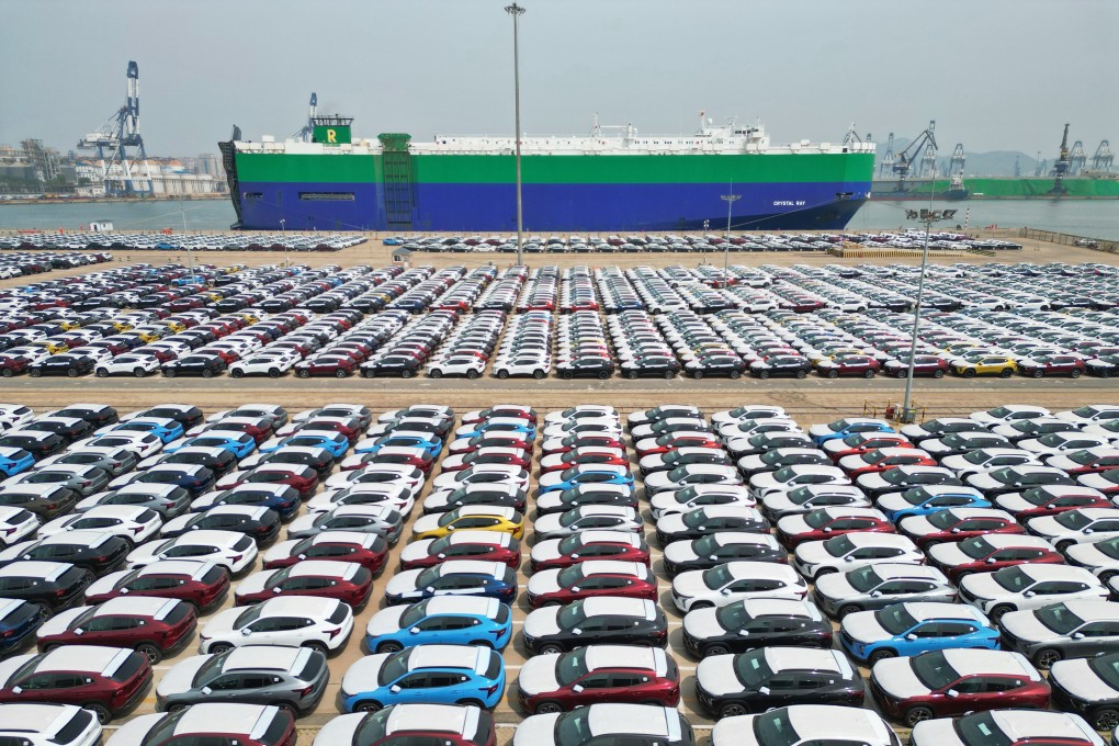 Cars to be loaded for export at Yantai port in east China’s Shandong province. Photo: Xinhua