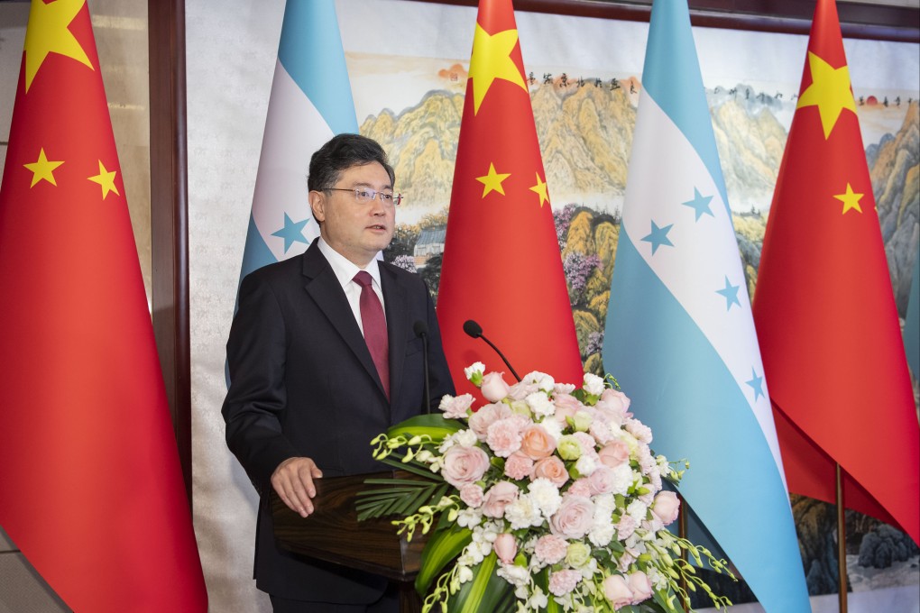 Chinese Foreign Minister Qin Gang attends the opening of the Honduran embassy in China on Sunday. Photo: Xinhua