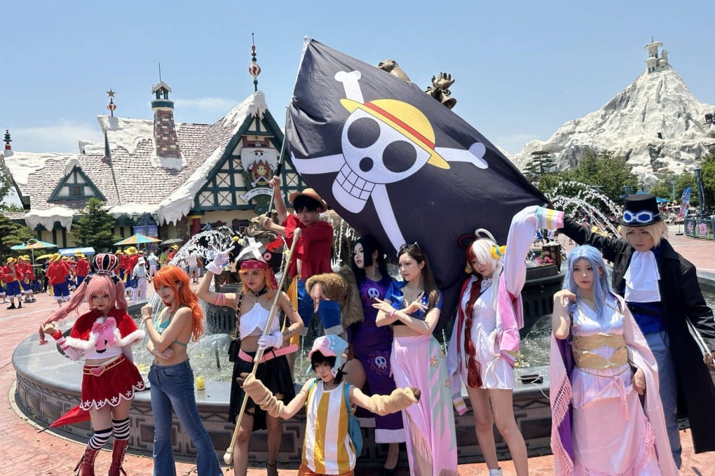 Cosplayers pose at the newly-launched One Piece-themed zone at Shanghai Haichang Ocean Park on Saturday. Photo: Daniel Ren