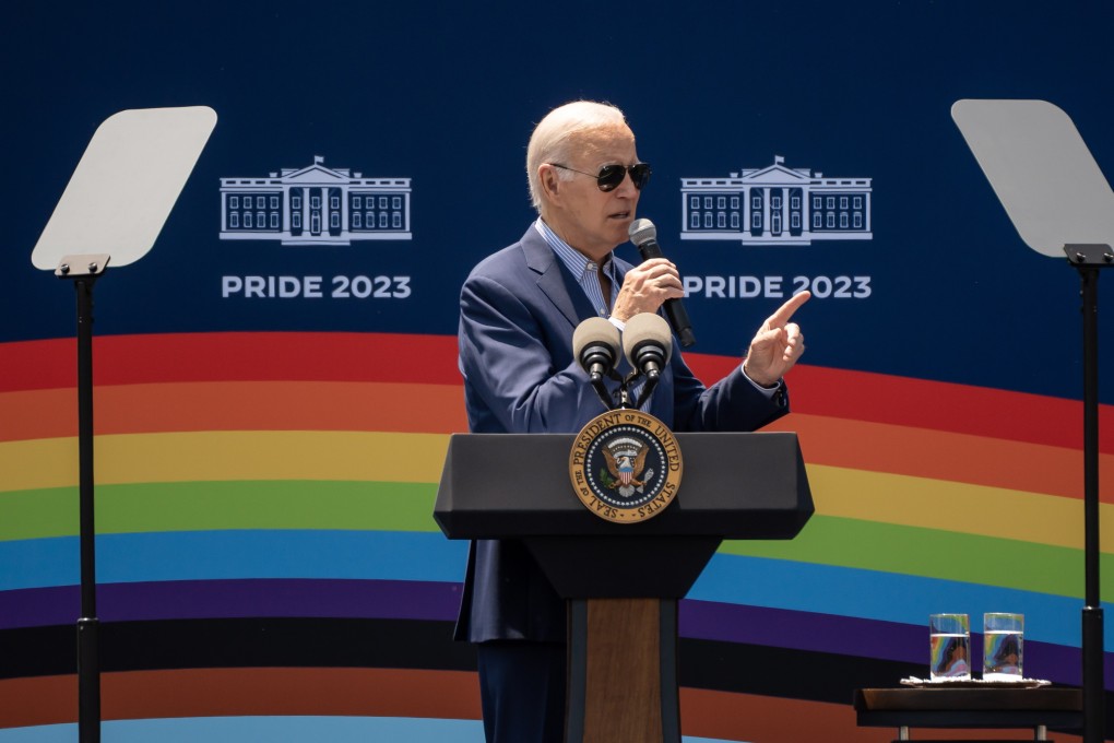 US President Joe Biden during a Pride Month celebration event at the White House in Washington on Saturday. Photo: EPA-EFE