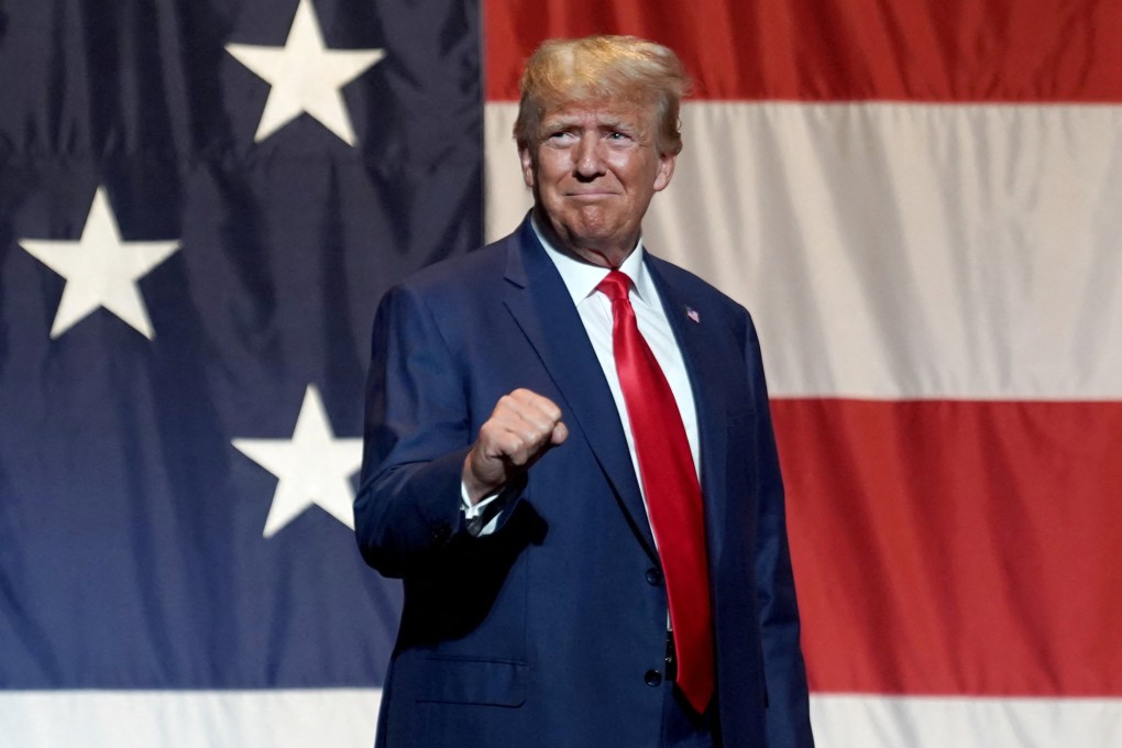 Former US president Donald Trump speaks at the Georgia Republican Party convention in Columbus, Georgia. Photo: Reuters
